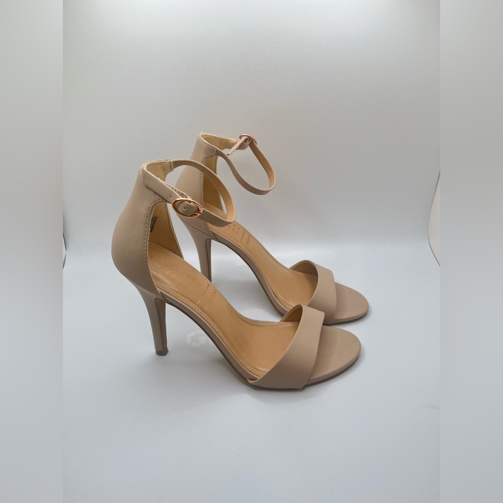 LC Lauren Conrad Women’s Fahnny Two-Piece Nude Ankle Strap Heels Size 7 1/2 M - Picture 1 of 10